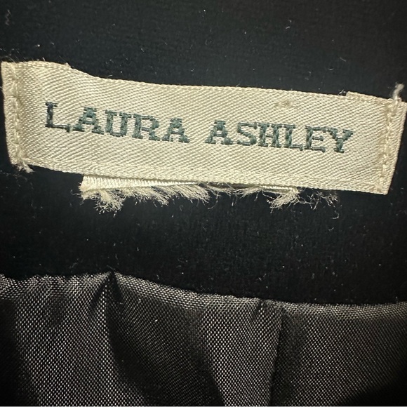 Laura Ashley Black Bronze Tapestry and Velvet Button Up Peacoat Jacket Womens L - Picture 12 of 13